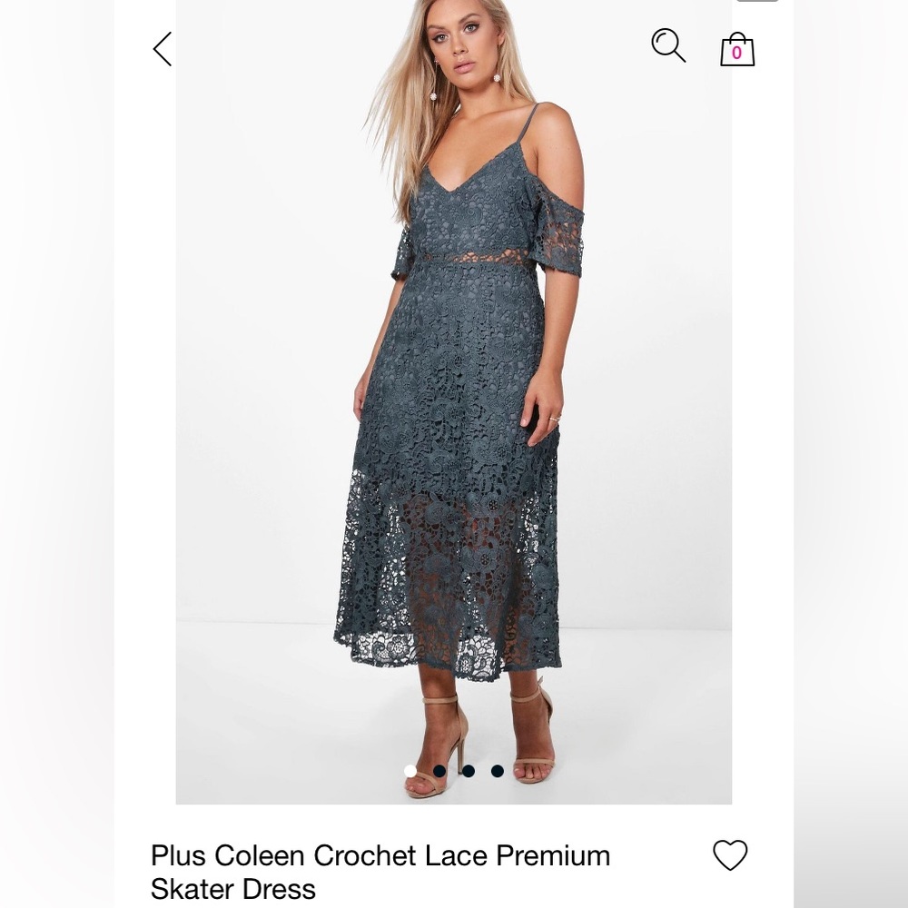NWT Boohoo Plus Lace Crochet Midi Dress Cold Shoulder US Size 16